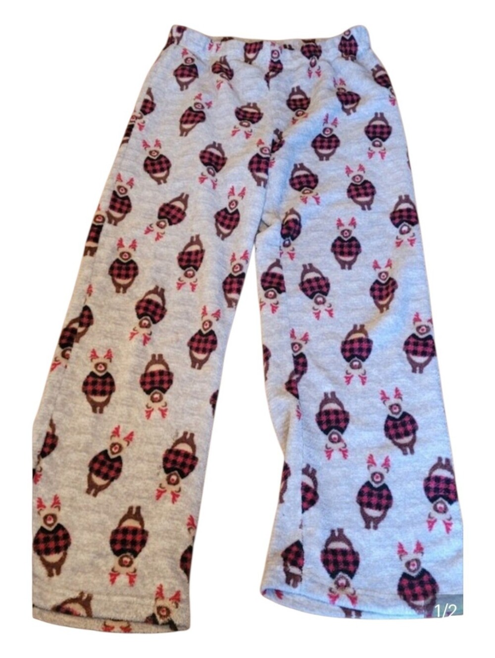 🥳4/$25🥳 Ardene Gray Pajama Pants with Pink & Brown Reindeer Plaid